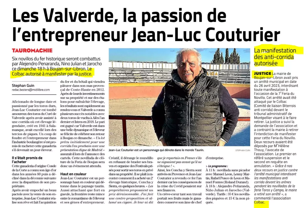 Midi Libre 2 juillet Les Valverde, la passion de l'entrepreneur JL Couturier