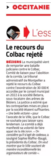 20231217_Midi libre_article OCCITANIE_2_le recours du Colbac rejeté_défaite_Betarra